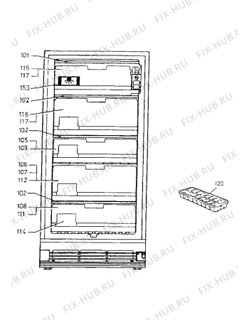 Взрыв-схема холодильника Electrolux EU2100C - Схема узла Internal parts